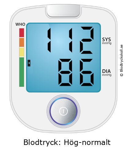 Blodtryck 112 över 86 på blodtrycksmätaren